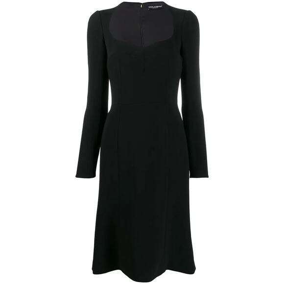 Dolce & Gabbana Ruched Cady Midi Cocktail Dress - It 42 Us Small Black - Picture 1 of 5